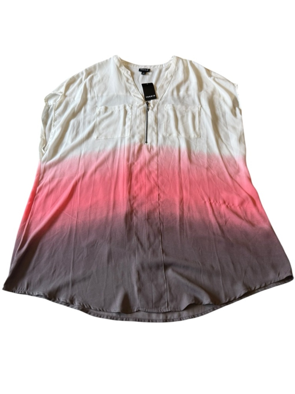 Torrid 1 Women’s Sleeveless Ombré Zip Pullover‎ Cover Up Tunic Top Plus NEW $50